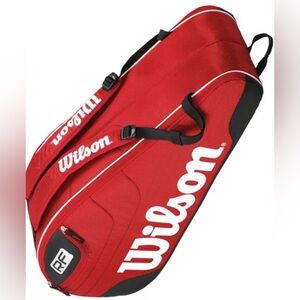 ✨🥳 Wilson Federer Team III Triple Red Tennis Bag - 6 Pack 2016 Racquet Bag NWOT